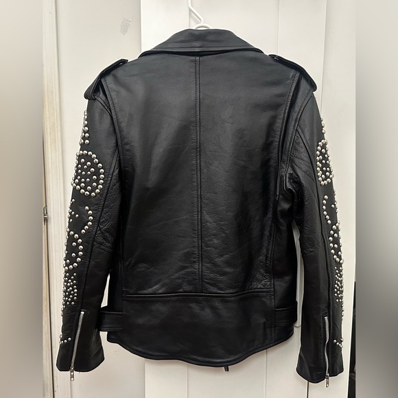 ASOS Reclaimed Vintage Black Real Leather Biker
Jacket Moto Stud ASOS H&M Zara M - Picture 8 of 16